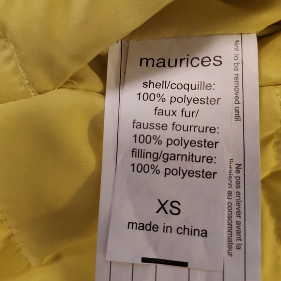 Mauries xs reversible faux fur/ yellow coat hooded - Picture 5 of 7